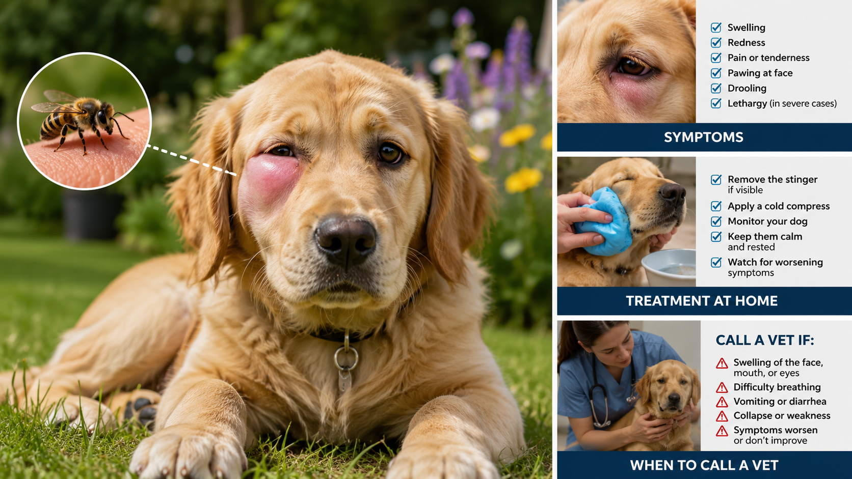 dog stung by bee